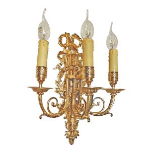 Pair Of St Louis XVI Gilded Bronze “aux Quiver” Sconces