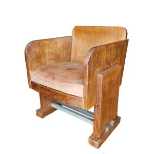 Art Deco Modernist Office Armchair In Rosewood And Leather