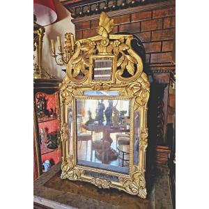 18th Century Gilded Wooden Mirror With Glazing Beads 50x96 Cm