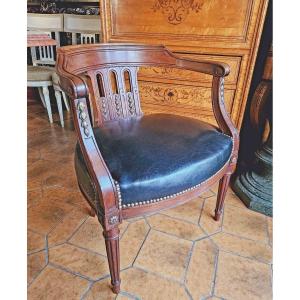 Fauteuil De Bureau St Louis XVI Acajou Et Bronze XIXème