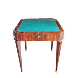 Art Deco Period Games Table In Rosewood And Nickel-plated Bronze