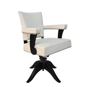Art Deco Ivory Leather Swivel Office Chair