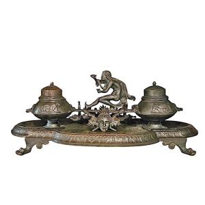 Henri Picard A Large Etruscan Style Writing Desk In Patinated Bronze