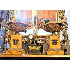 Pair Of Large Charles X Marble And Gilt Bronze Cassolettes