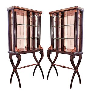 Pair Of Console Shelves With Mirrored Backs, Italy, 1940s