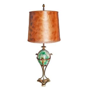 Neoclassical Bronze & Fluor Spar Lamp Signed Maison Charles