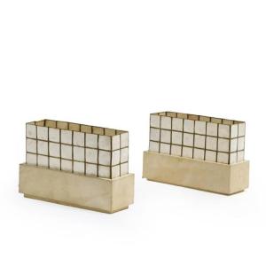 Ria Et Youri Augusti Pair Of Parchment And Mother-of-pearl Lamps