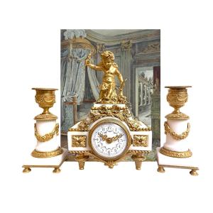 Boudoir Clock And Its Candlesticks