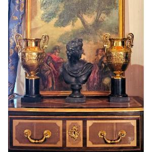 Auguste Delafontaine Large Crater Vases Gilded Bronze 19th Century 