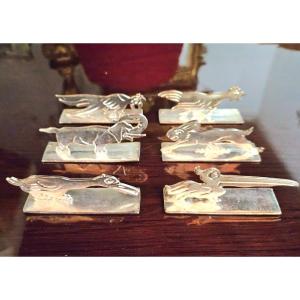 6 Art Deco Silver-plated Animal Knife Rests 