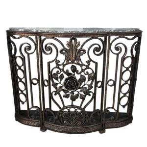 Curved Wrought Iron Console 