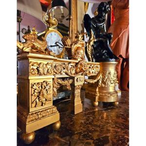 Gilt And Patinated Bronze Andiron Mounted As A Lamp