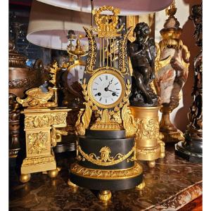 Charles X Lyre Clock Signed Leroy, Clockmaker To The King