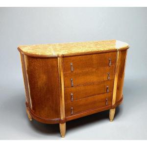 Art Deco Chest Of Drawers In Thuya Burl And Gilded Wood
