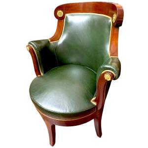 Leather And Mahogany Office Chair