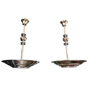 Pair Of Large Modernist Art Deco Chandeliers