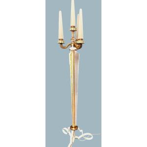 Large Sèvres Crystal And Brass Floor Lamp, Early 20th Century