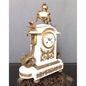Late 19th Century Gilt Bronze And Carrara Marble Clock