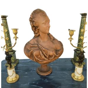 Bust Of Madame Du Barry After Augustin Pajou In Patinated Plaster