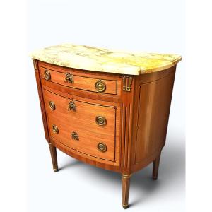 Small Louis XVI Inlaid Half-moon Chest Of Drawers