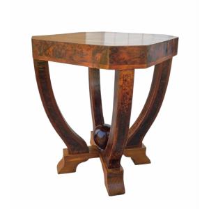 Art Deco Pedestal Table In Amboyna