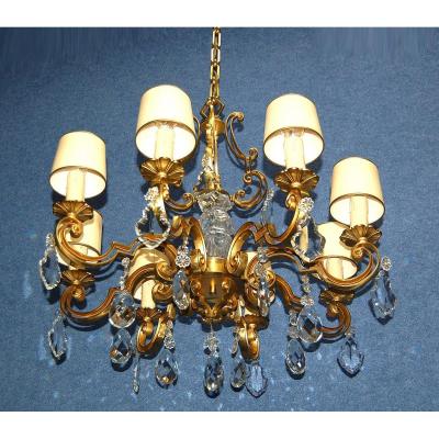 Important Chandelier Gilt Bronze And Crystal