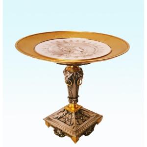 Tazza Cup In Silver And Gilded Bronze Signed Oudry Editor And Faraoni Sculptor 1869