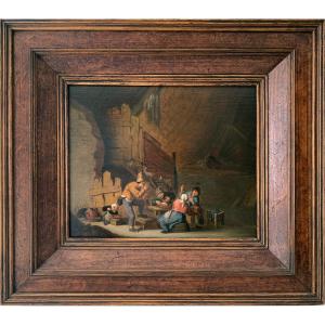 Lively Peasant Scene, Entourage Of Adriaen Van Ostade, Dated 1644