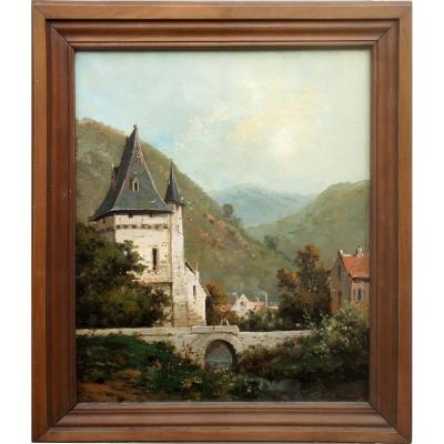 Animated Landscape Signed Taverny (gustave Mascart 1834/1914)