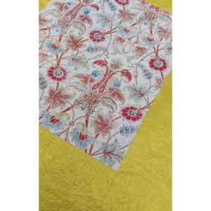 Yellow Bourette Silk Quilt Printed In The Mid-19th Century 