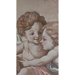 Pair Of Painted Canvases In The 18th Century 19th Century Style