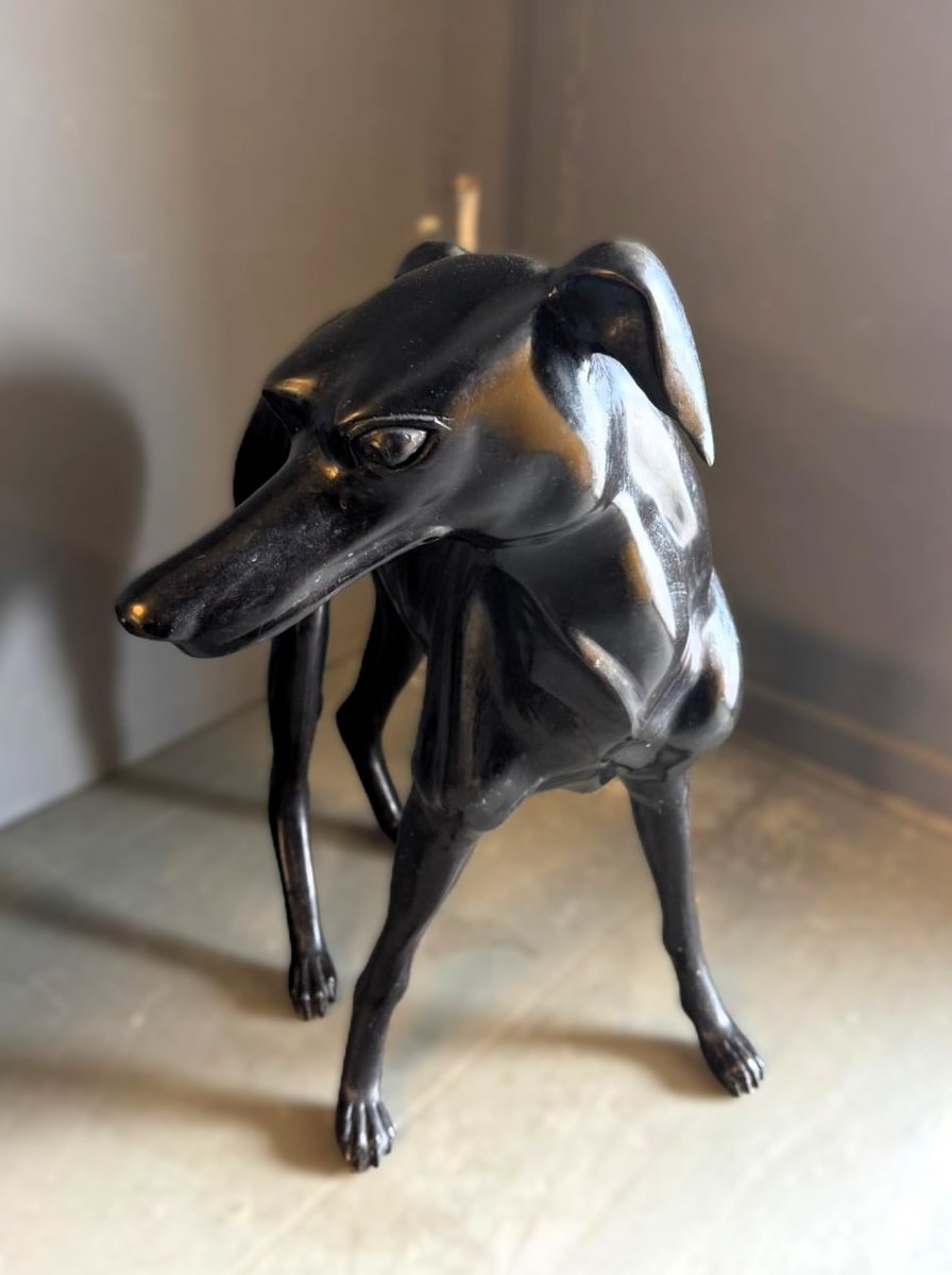 Coppia di sculture in bronzo raffiguranti levrieri -photo-4