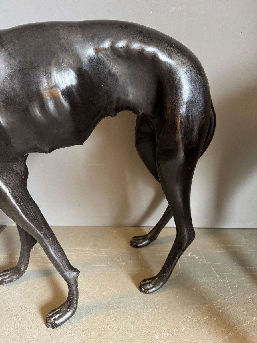Coppia di sculture in bronzo raffiguranti levrieri -photo-6