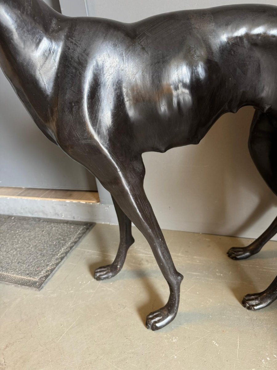 Coppia di sculture in bronzo raffiguranti levrieri -photo-7