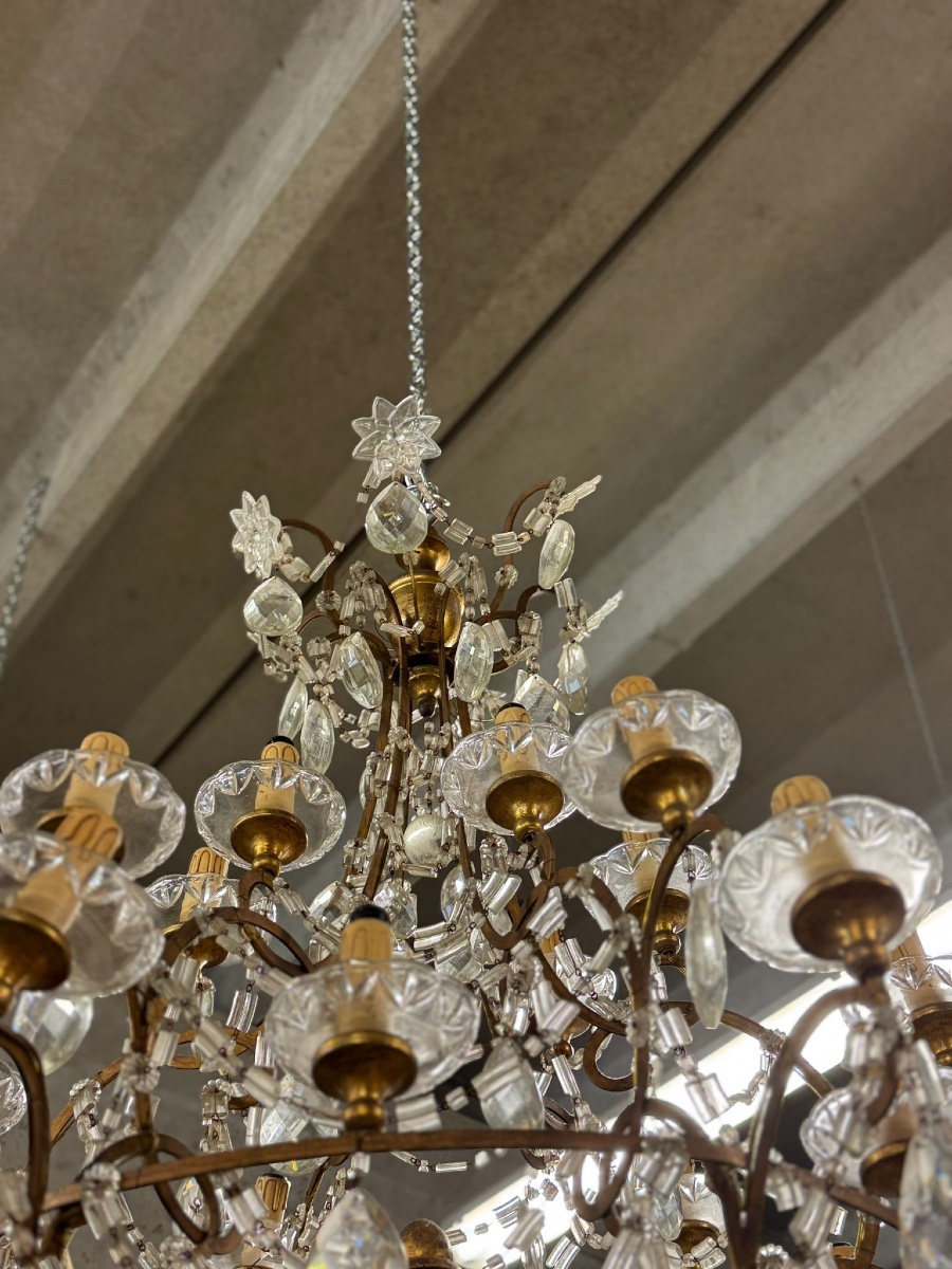 Coppia di lampadari toscani in ferro dorato-photo-2