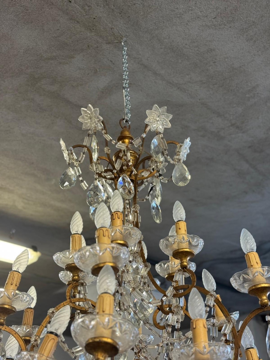 Coppia di lampadari toscani in ferro dorato-photo-4
