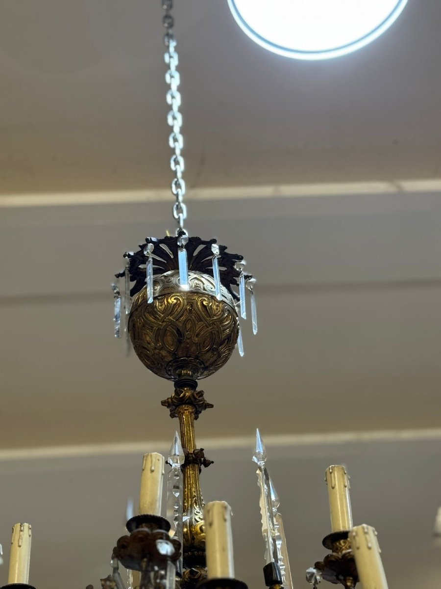 lampadario francese in bronzo dorato -photo-4