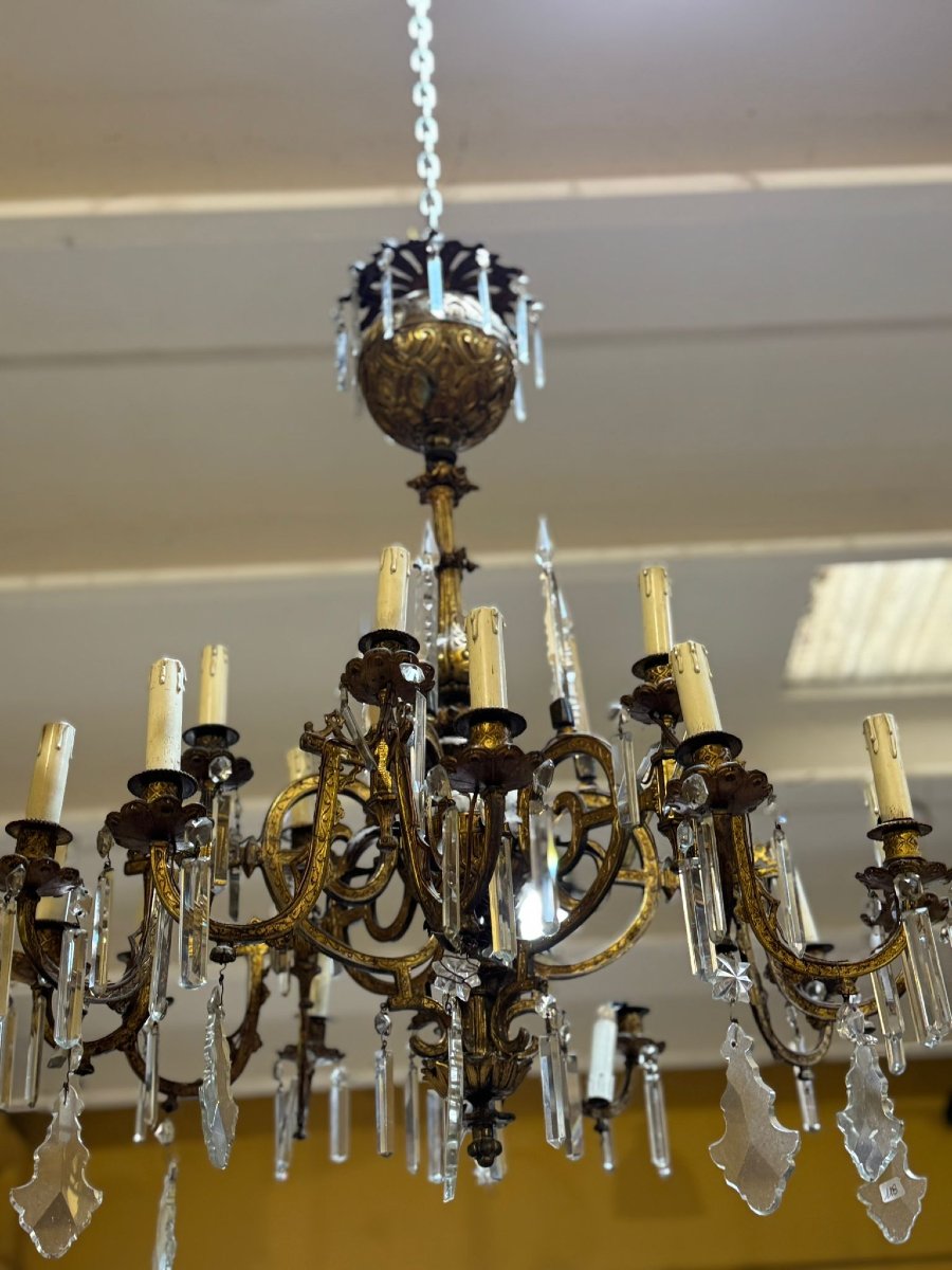 lampadario francese in bronzo dorato -photo-2