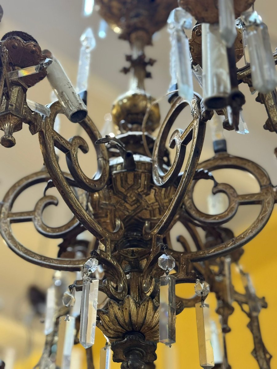 lampadario francese in bronzo dorato -photo-3