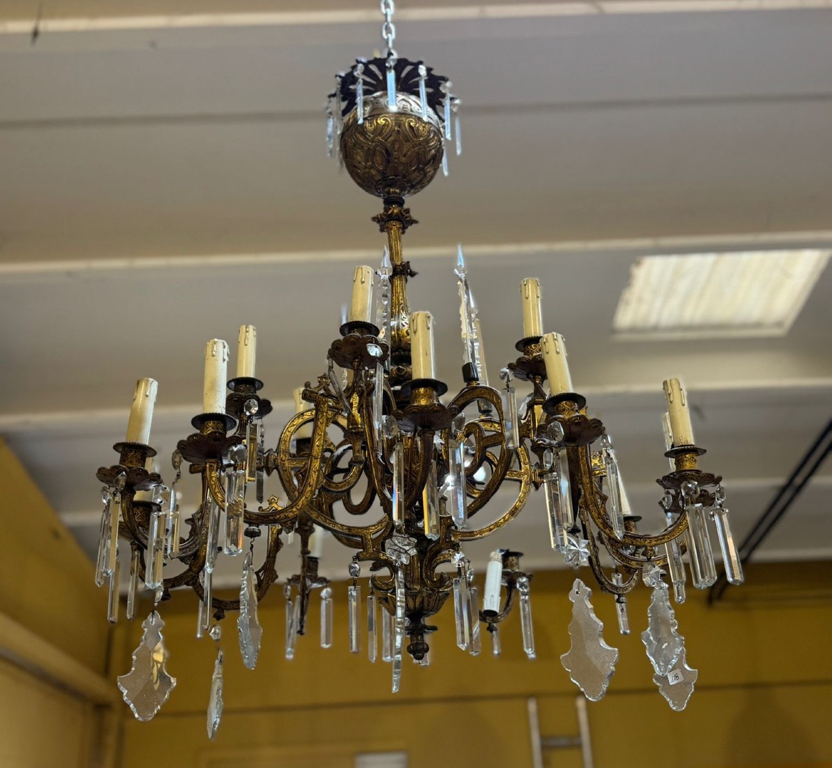 lampadario francese in bronzo dorato 