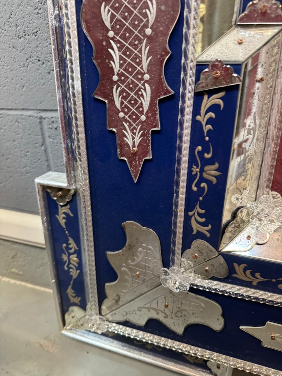 Specchiera in vetro molato, stile Veneziano XX secolo -photo-3