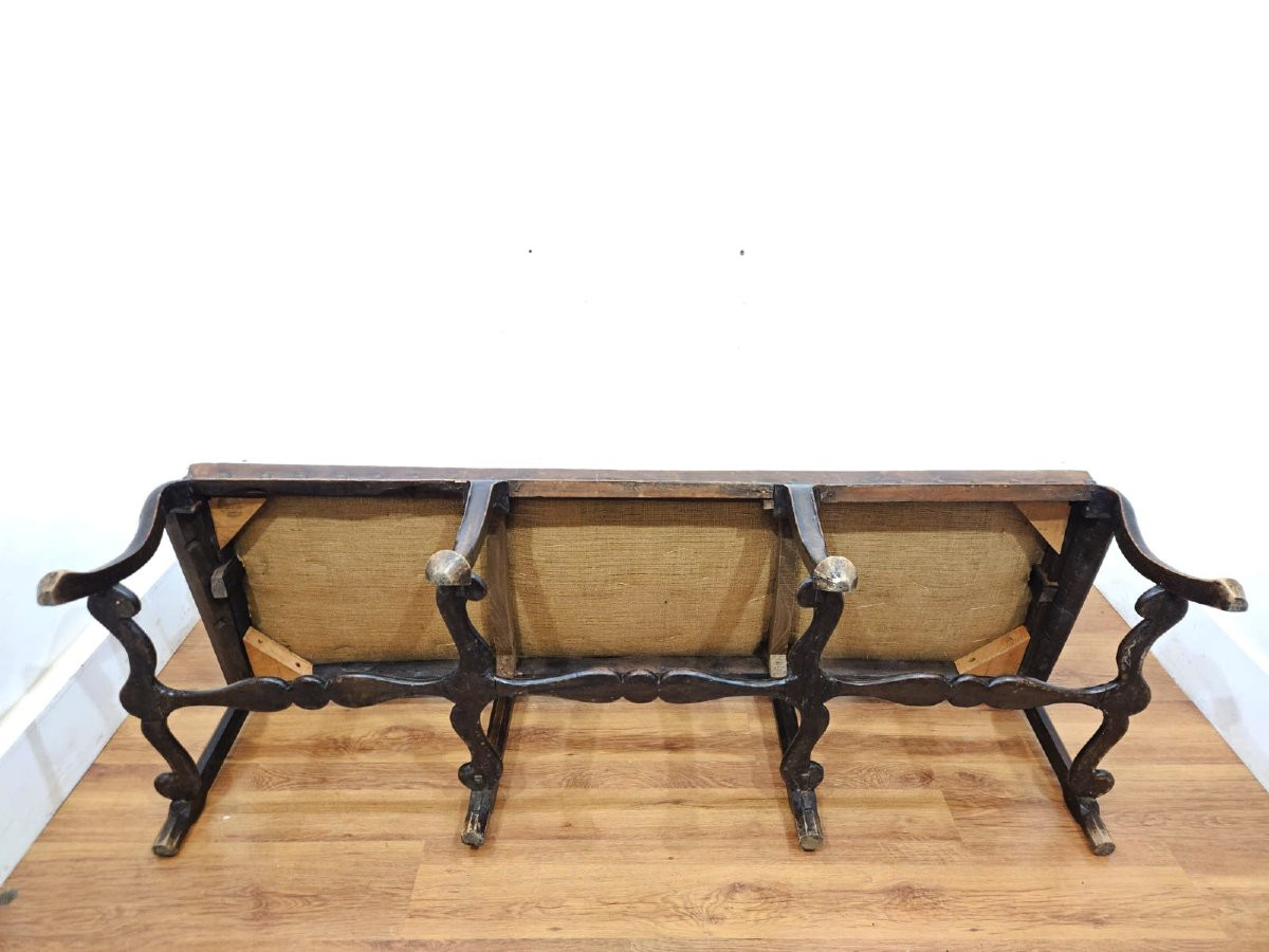 Divano in legno e pelle, Portogallo XVIII secolo -photo-4