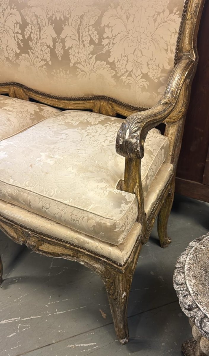 Divano in legno argentato a tre posti-photo-2