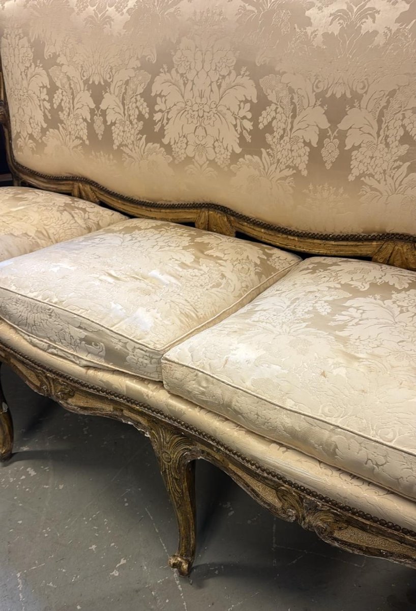 Divano in legno argentato a tre posti-photo-3