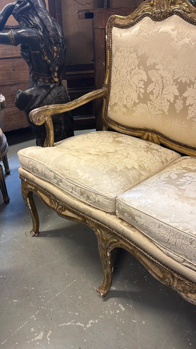 Divano in legno argentato a tre posti-photo-4