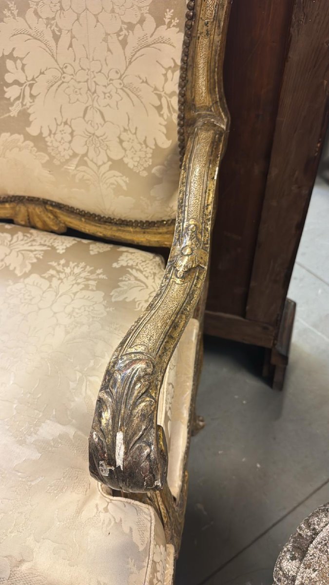 Divano in legno argentato a tre posti-photo-2