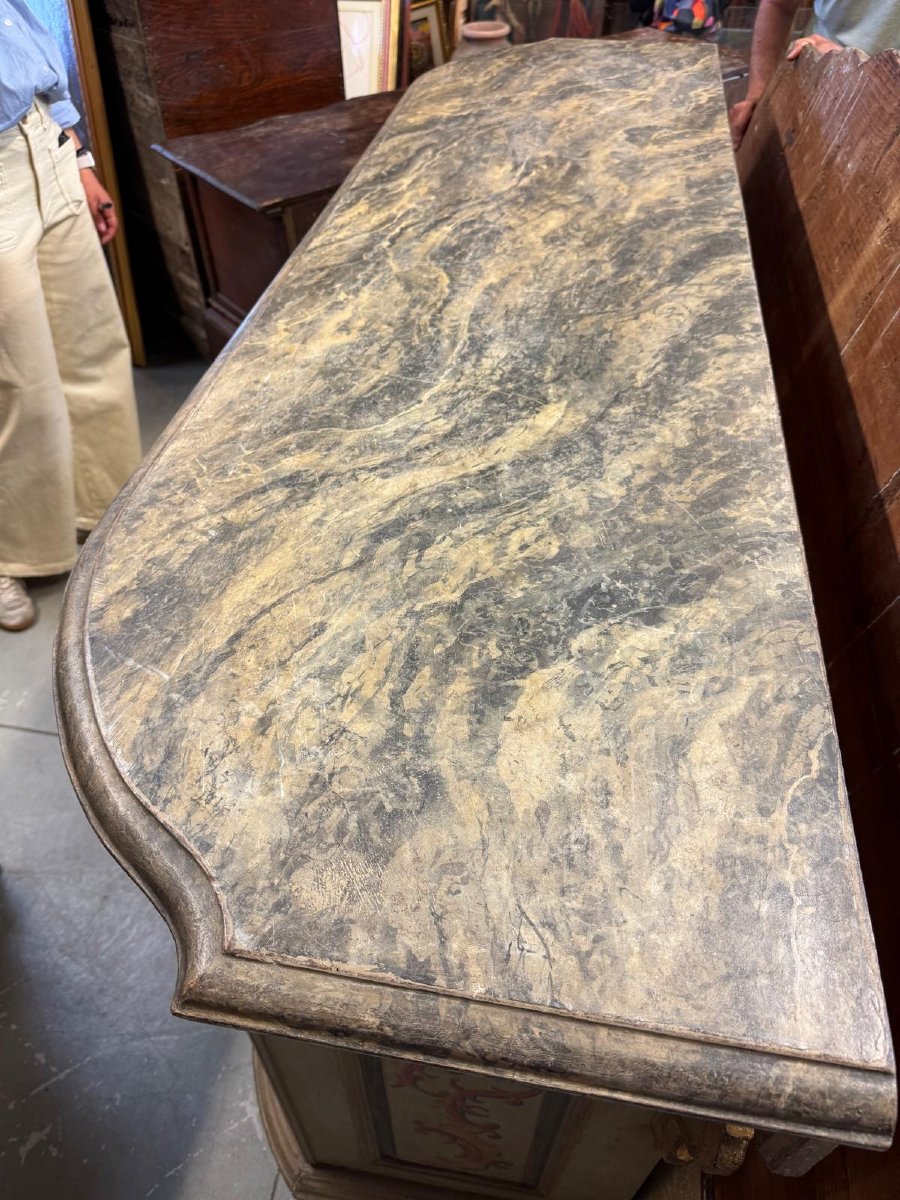 Credenza antica in legno dipinto-photo-3