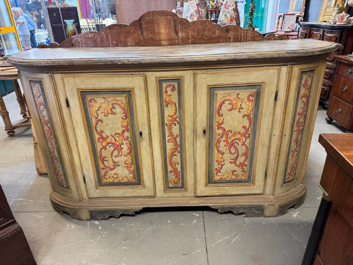 Credenza antica in legno dipinto-photo-4