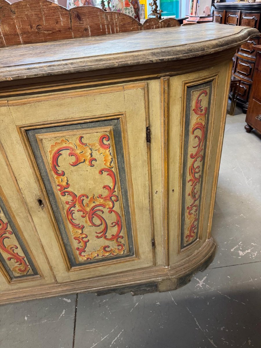 Credenza antica in legno dipinto-photo-3