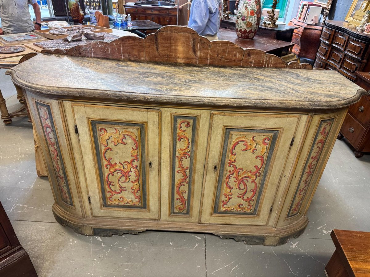 Credenza antica in legno dipinto-photo-4